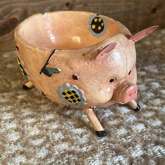 Pig trinket bowl/candle holder 4” - Picture 2 of 13